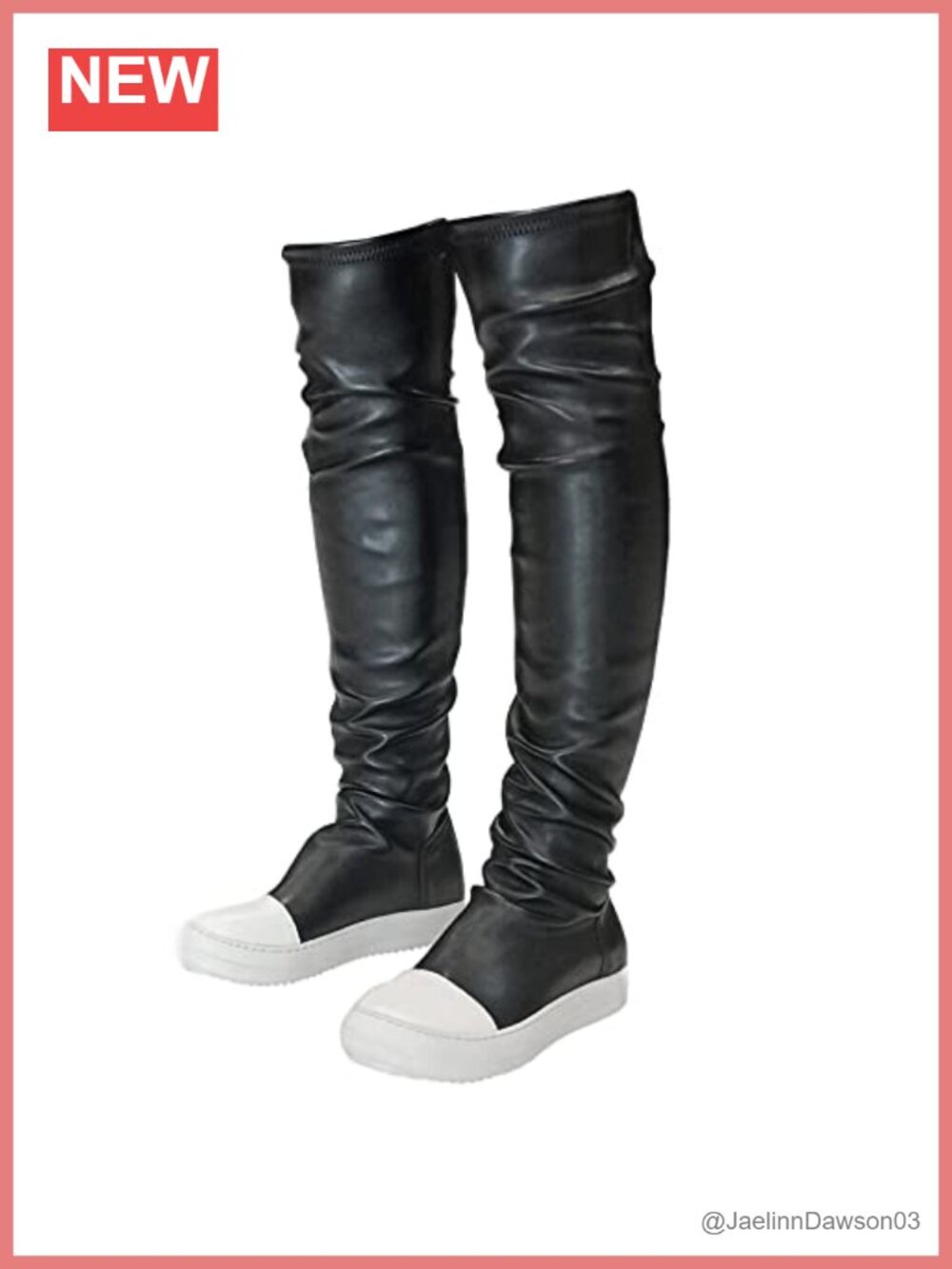 Thigh High Flat Over The Knee Boots Vegan PU Leather Round Toe Women